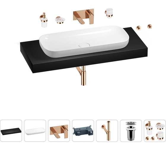 Раковина 90 см со столешницей 120 см Wellsee Croquis в наборе 9 в 1 201008484 1