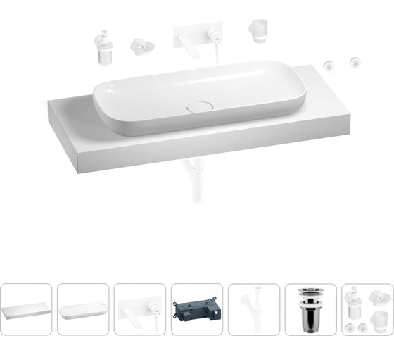 Раковина 90 см со столешницей 120 см Wellsee Croquis в наборе 9 в 1 201008470 1
