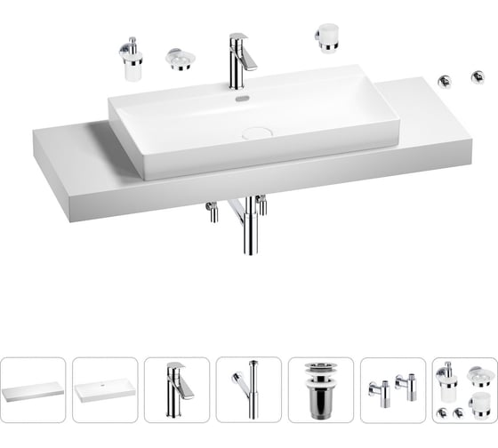 Раковина 90 см со столешницей 140 см Wellsee Bromance в наборе 10 в 1 201013751 1