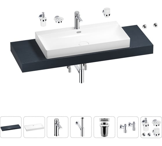 Раковина 90 см со столешницей 140 см Wellsee Bromance в наборе 10 в 1 201013726 1