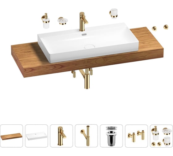 Раковина Wellsee 90 см со столешницей 140 смBromanceв наборе 10 в 1 201013738 1