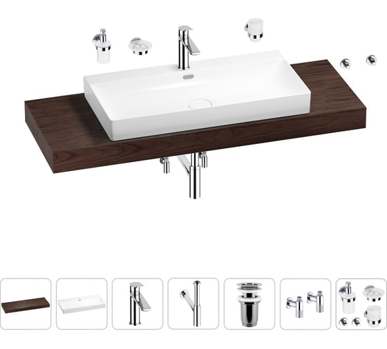 Раковина Wellsee 90 см со столешницей 140 смBromanceв наборе 10 в 1 201013741 1