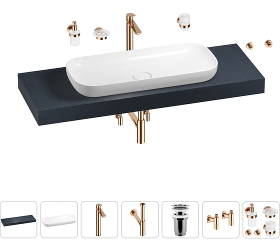 Раковина 90 см со столешницей 140 см Wellsee Croquis в наборе 10 в 1 201008514 1