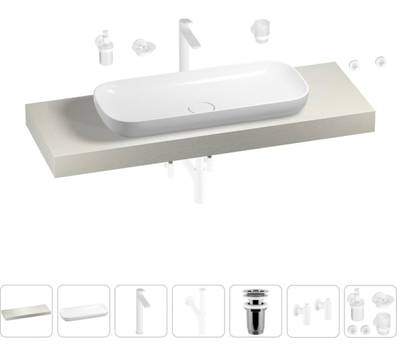 Раковина Wellsee 90 см со столешницей 140 смCroquisв наборе 10 в 1 201008495 1