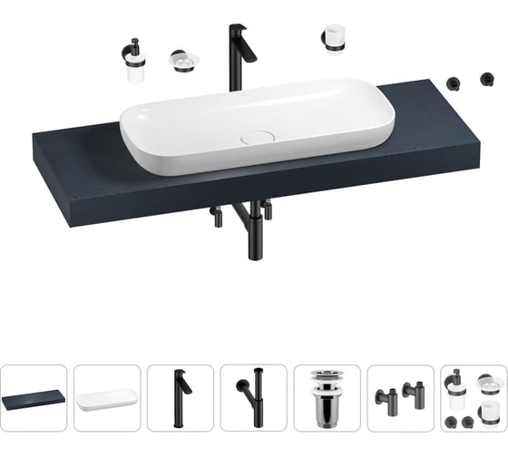 Раковина 90 см со столешницей 140 см Wellsee Croquis в наборе 10 в 1 201008512 1