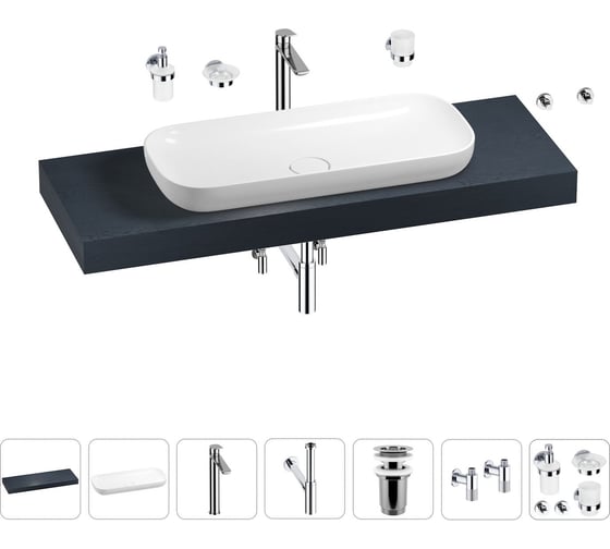 Раковина 90 см со столешницей 140 см Wellsee Croquis в наборе 10 в 1 201008511 1