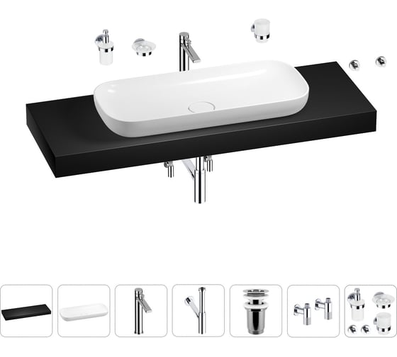Раковина 90 см со столешницей 140 см Wellsee Croquis в наборе 10 в 1 201008596 1
