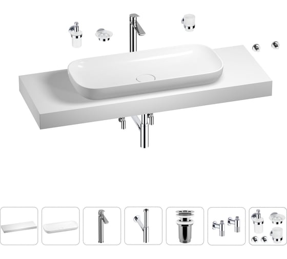 Раковина 90 см со столешницей 140 см Wellsee Croquis в наборе 10 в 1 201008571 1