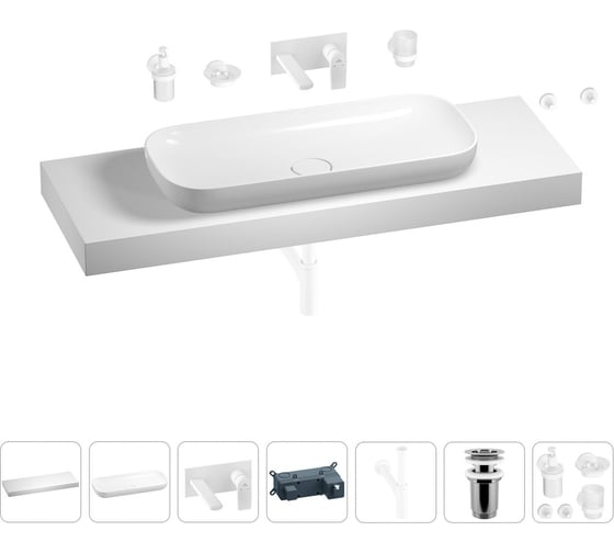 Раковина 90 см со столешницей 140 см Wellsee Croquis в наборе 9 в 1 201008585 1