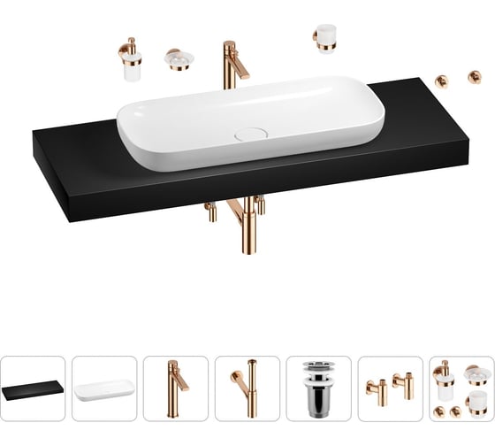 Раковина 90 см со столешницей 140 см Wellsee Croquis в наборе 10 в 1 201008599 1