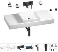 Раковина 40 см со столешницей 100 см Wellsee Doux в наборе 9 в 1 201009247