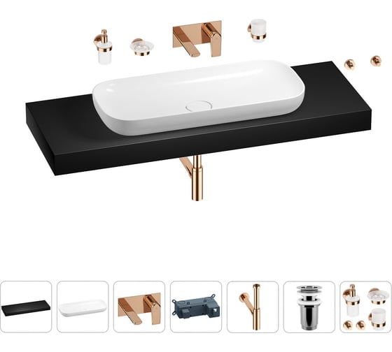 Раковина 90 см со столешницей 140 см Wellsee Croquis в наборе 9 в 1 201008604 1