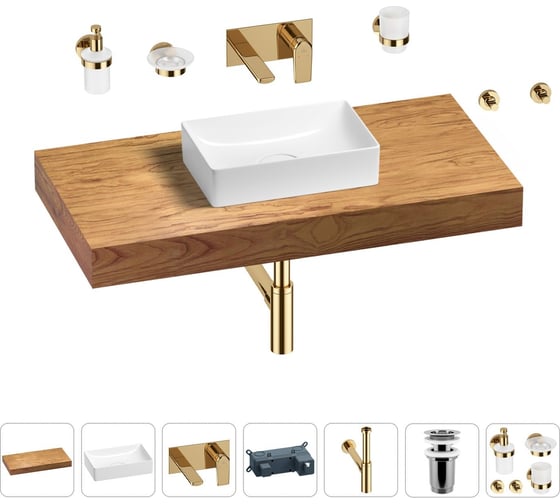 Раковина 42 см со столешницей 100 см Wellsee Pure BY Wellsee в наборе 9 в 1 201010838 1