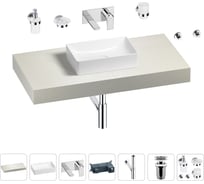 Раковина Wellsee 42 см со столешницей 100 смPure BY201010806 в наборе 9 в 1 201010806