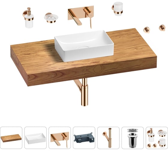 Раковина 42 см со столешницей 100 см Wellsee Pure BY Wellsee в наборе 9 в 1 201010844