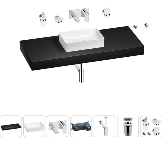 Раковина 42 см со столешницей 120 см Wellsee Pure BY Wellsee в наборе 9 в 1 201010971 1
