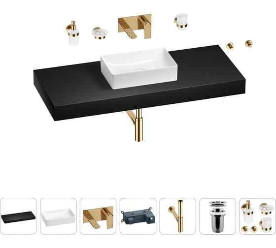 Раковина 42 см со столешницей 120 см Wellsee Pure BY Wellsee в наборе 9 в 1 201010973 1