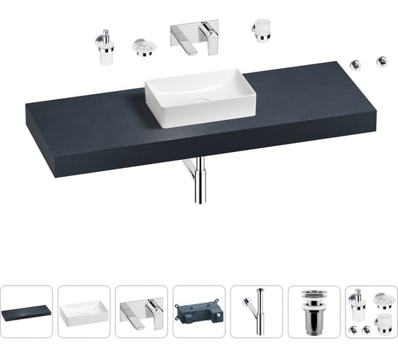 Раковина 42 см со столешницей 140 см Wellsee Pure BY Wellsee в наборе 9 в 1 201011001 1