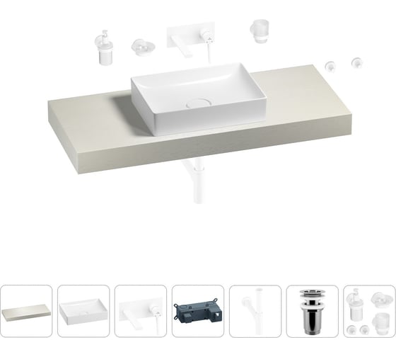 Раковина Wellsee 50 см со столешницей 120 смPure BY201011330 в наборе 9 в 1 201011330 1