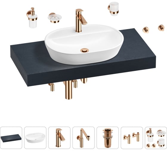 Комплект мебели для ванной комнаты с раковиной Wellsee Genuine Tree 201013844 1