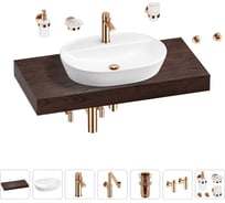 Комплект мебели для ванной комнаты с раковиной Wellsee Genuine Tree 201013869