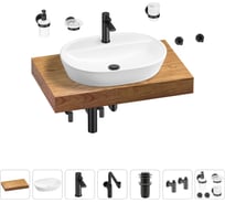 Комплект мебели для ванной комнаты с раковиной Wellsee Genuine Tree 201013797