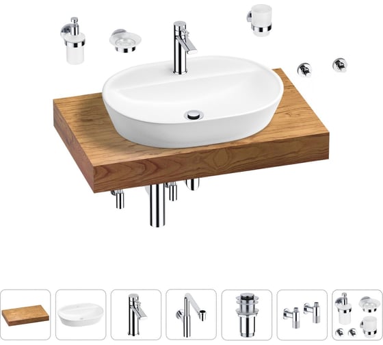 Комплект мебели для ванной комнаты с раковиной Wellsee Genuine Tree 201013796 1
