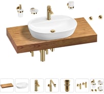 Комплект мебели для ванной комнаты с раковиной Wellsee Genuine Tree 201013858