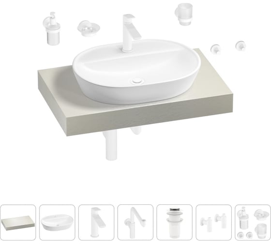 Комплект мебели для ванной комнаты с раковиной Wellsee Genuine Tree 201013775 1