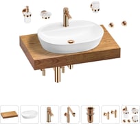 Комплект мебели для ванной комнаты с раковиной Wellsee Genuine Tree 201013799