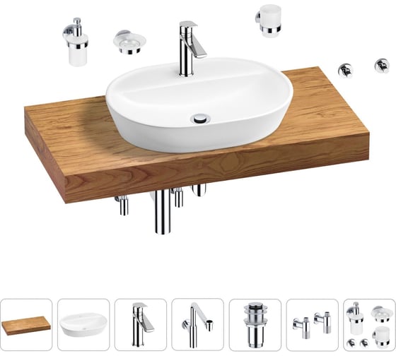 Комплект мебели для ванной комнаты с раковиной Wellsee Genuine Tree 201013851 1