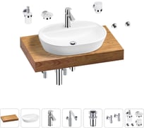 Комплект мебели для ванной комнаты с раковиной Wellsee Genuine Tree 201013791