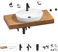 Комплект мебели для ванной комнаты с раковиной Wellsee Genuine Tree 201013857