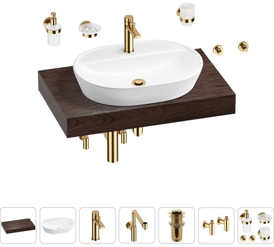 Комплект мебели для ванной комнаты с раковиной Wellsee Genuine Tree 201013808 1