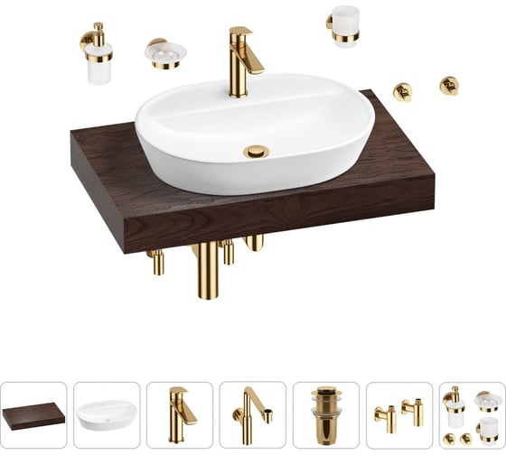 Комплект мебели для ванной комнаты с раковиной Wellsee Genuine Tree 201013803 1