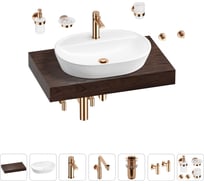 Комплект мебели для ванной комнаты с раковиной Wellsee Genuine Tree 201013809