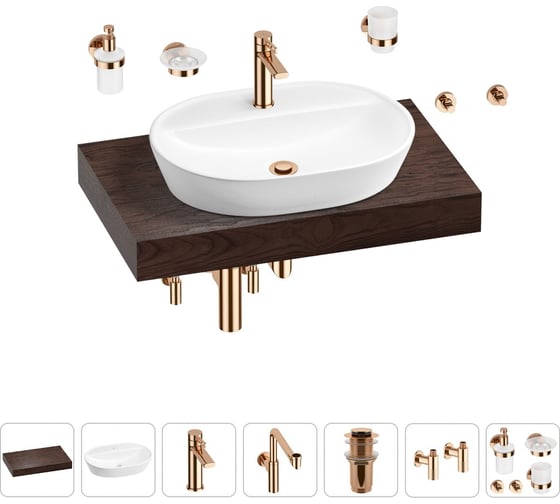 Комплект мебели для ванной комнаты с раковиной Wellsee Genuine Tree 201013809 1