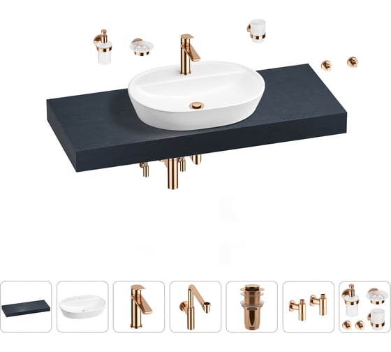 Комплект мебели для ванной комнаты с раковиной Wellsee Genuine Tree 201013904 1