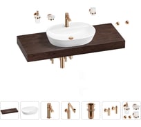 Комплект мебели для ванной комнаты с раковиной Wellsee Genuine Tree 201013929