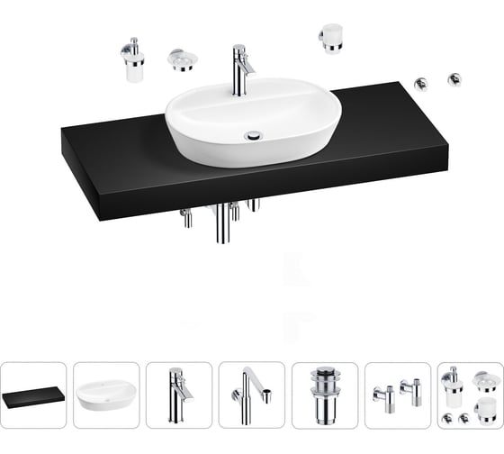 Комплект мебели для ванной комнаты с раковиной Wellsee Genuine Tree 201013946 1