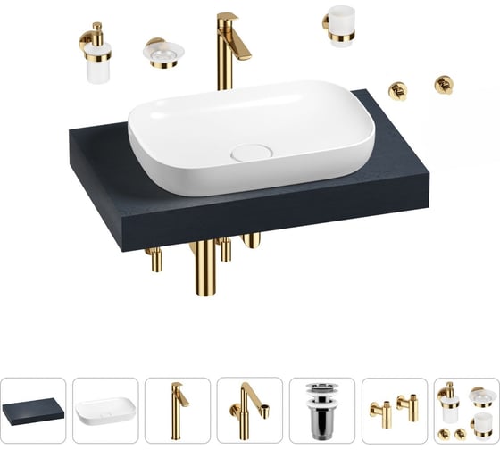 Комплект мебели для ванной комнаты с раковиной Wellsee Genuine Tree 201014033 1