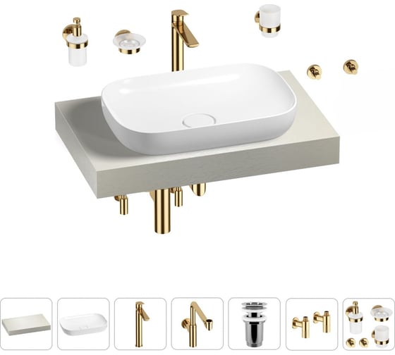 Комплект мебели для ванной комнаты с раковиной Wellsee Genuine Tree 201014013 1