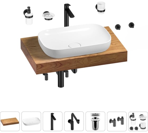 Комплект мебели для ванной комнаты с раковиной Wellsee Genuine Tree 201014052 1