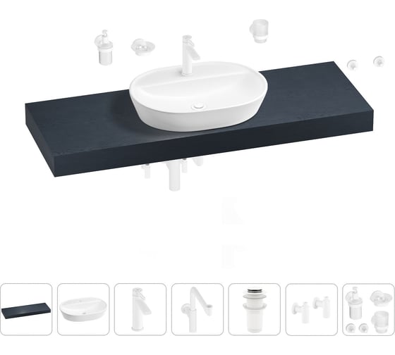 Комплект мебели для ванной комнаты с раковиной Wellsee Genuine Tree 201013970 1