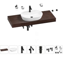 Комплект мебели для ванной комнаты с раковиной Wellsee Genuine Tree 201013927