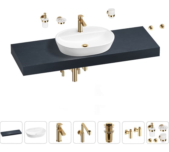 Комплект мебели для ванной комнаты с раковиной Wellsee Genuine Tree 201013963 1