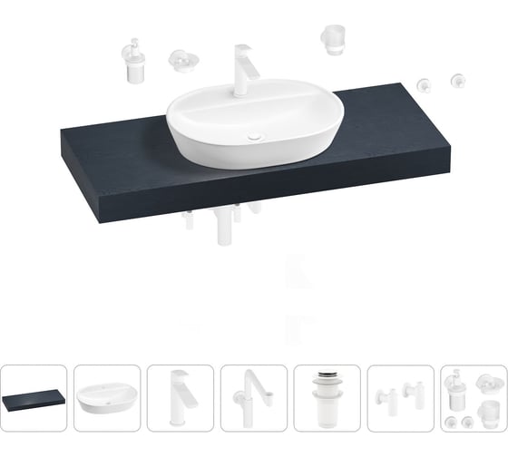 Комплект мебели для ванной комнаты с раковиной Wellsee Genuine Tree 201013905 1