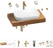 Комплект мебели для ванной комнаты с раковиной Wellsee Genuine Tree 201014053