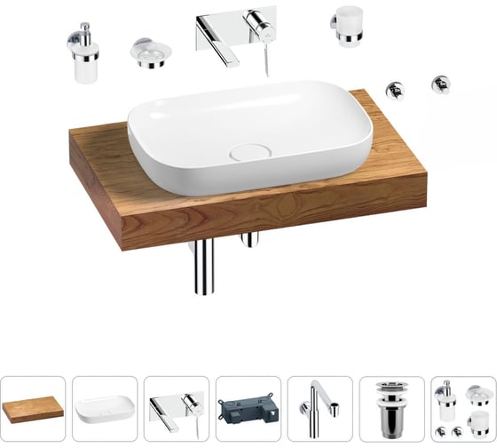 Комплект мебели для ванной комнаты с раковиной Wellsee Genuine Tree 201014066 1
