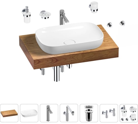 Комплект мебели для ванной комнаты с раковиной Wellsee Genuine Tree 201014056 1